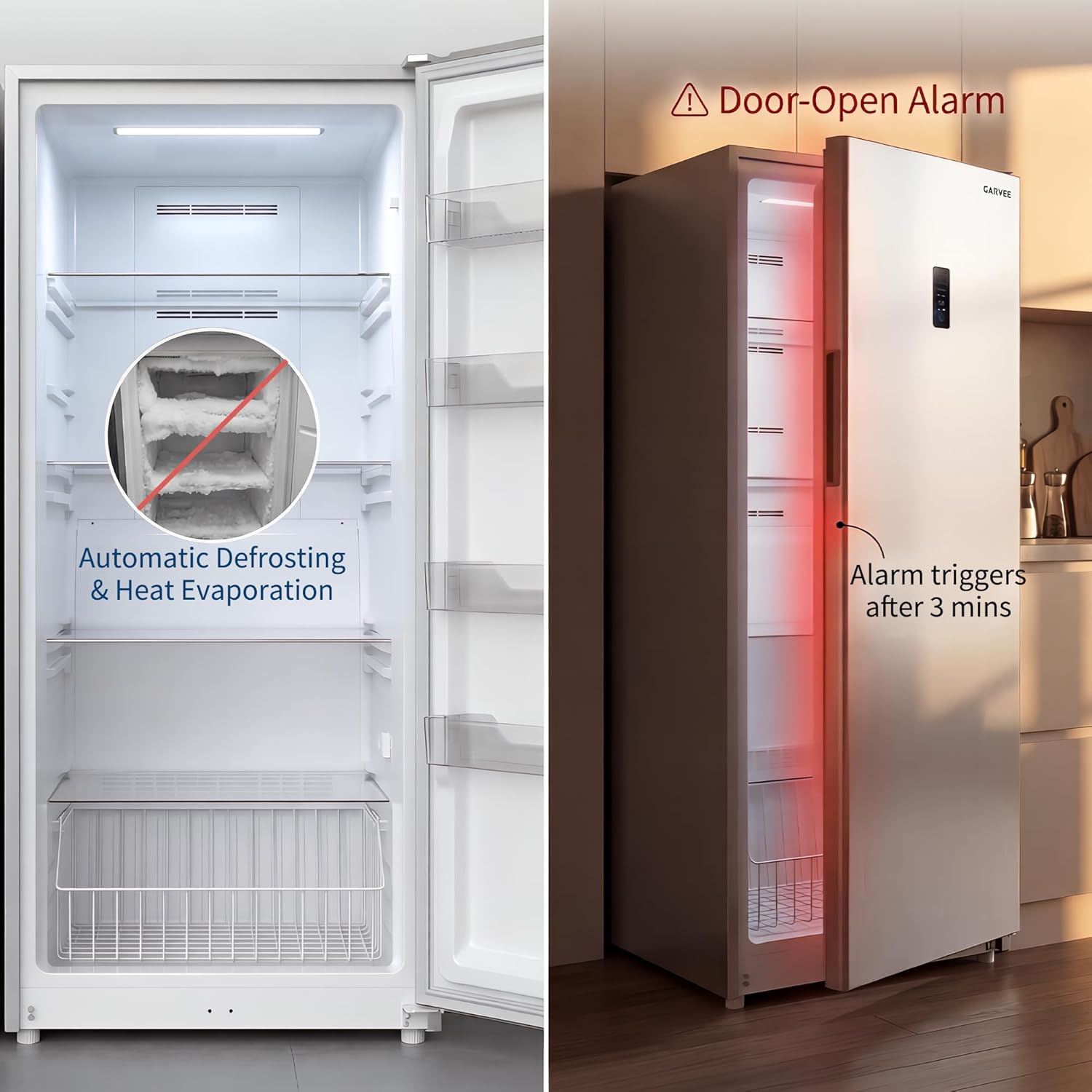 Garvee 17 Cu.ft. Convertible Upright Freezer, 480L Capacity Standing Up Freezer with No Frost & Digital Control, Ideal for Garage, Kitchen, Home, Office