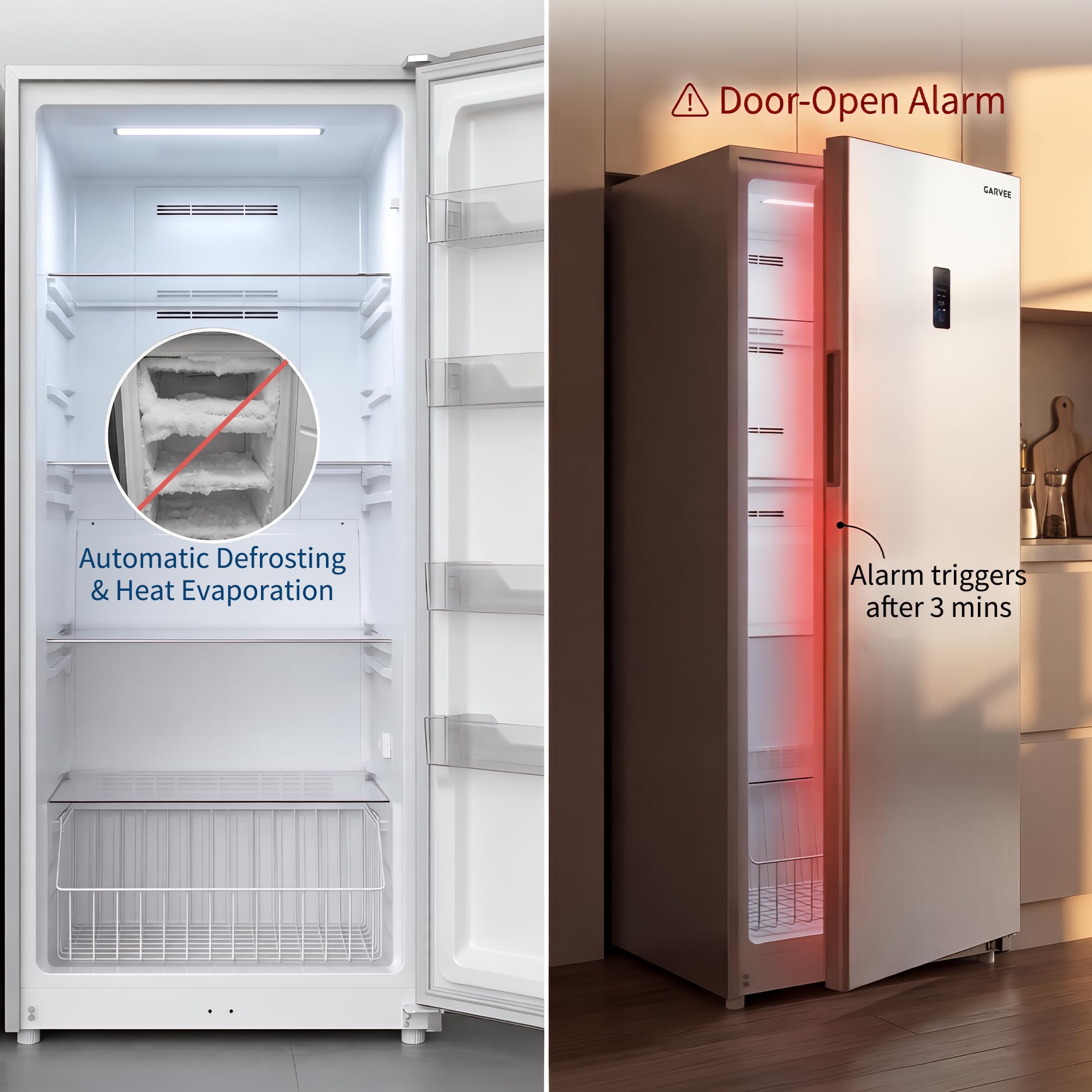 Garvee 17 Cu.Ft. Convertible Upright Freezer, 480l Capacity Standing Up Freezer With No Frost & Digital Control, Ideal For Garage, Kitchen, Home, Office on Fridge.com - View 5
