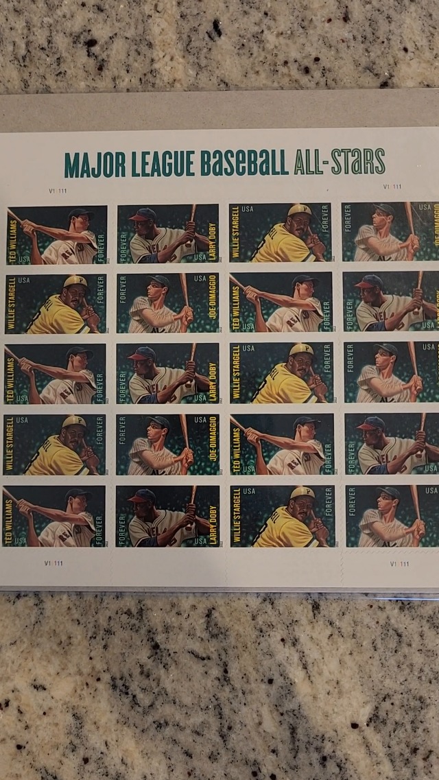 Four Sheets x 20 = 80 of LEGENDS OF BASEBALL 33¢ US Postage Stamps USA