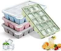 PETHous Silicone Ice Cube Trays with Lid - 4 Pack Stackable Easy Release Ice Molds for Cocktails Whiskey Baby Food BPA Free Multicolor