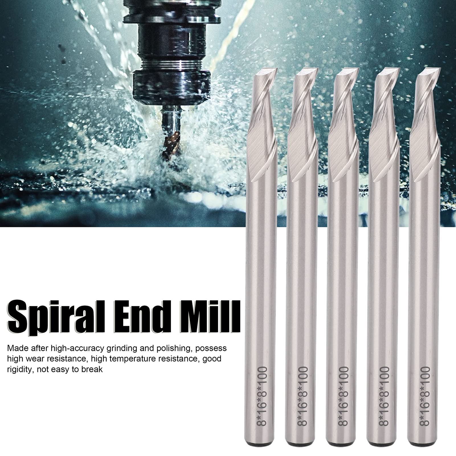 Frez trzpieniowy spiralny 1 flet frez CNC stal szybkotnąca 8mm Shank 5 sztuk zestaw do frezarki CNC obrabiarki do drewna