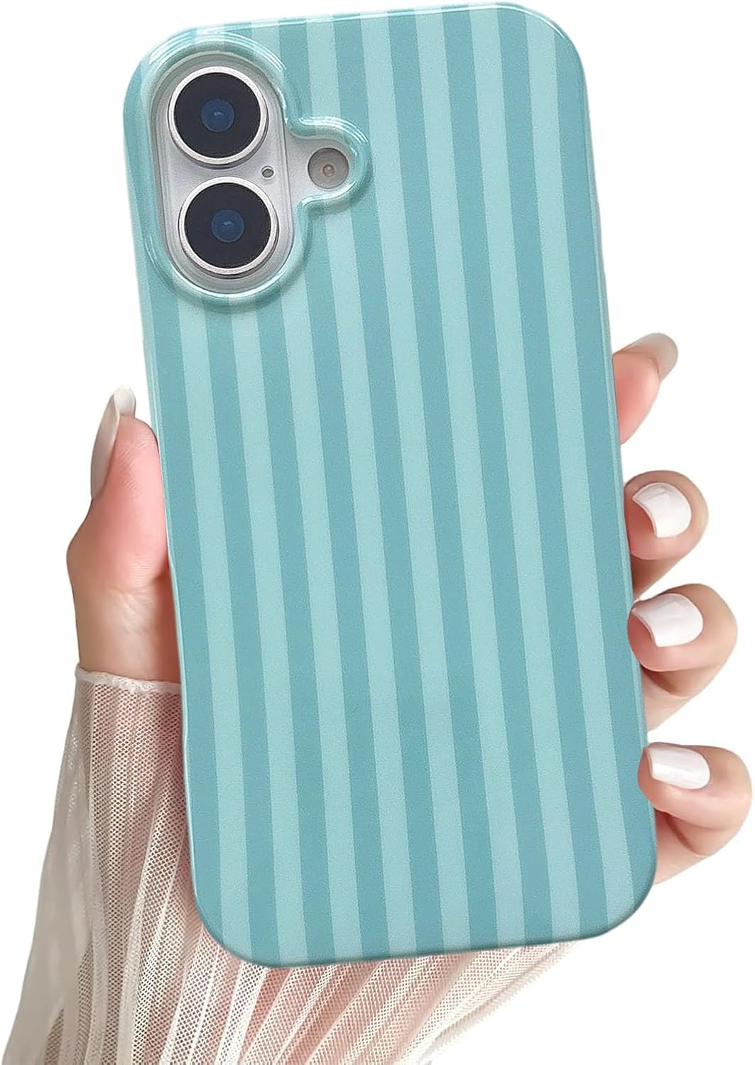 EYZUTAK Simple Vertical Stripes Case for iPhone 17, Blue Stripe image 2