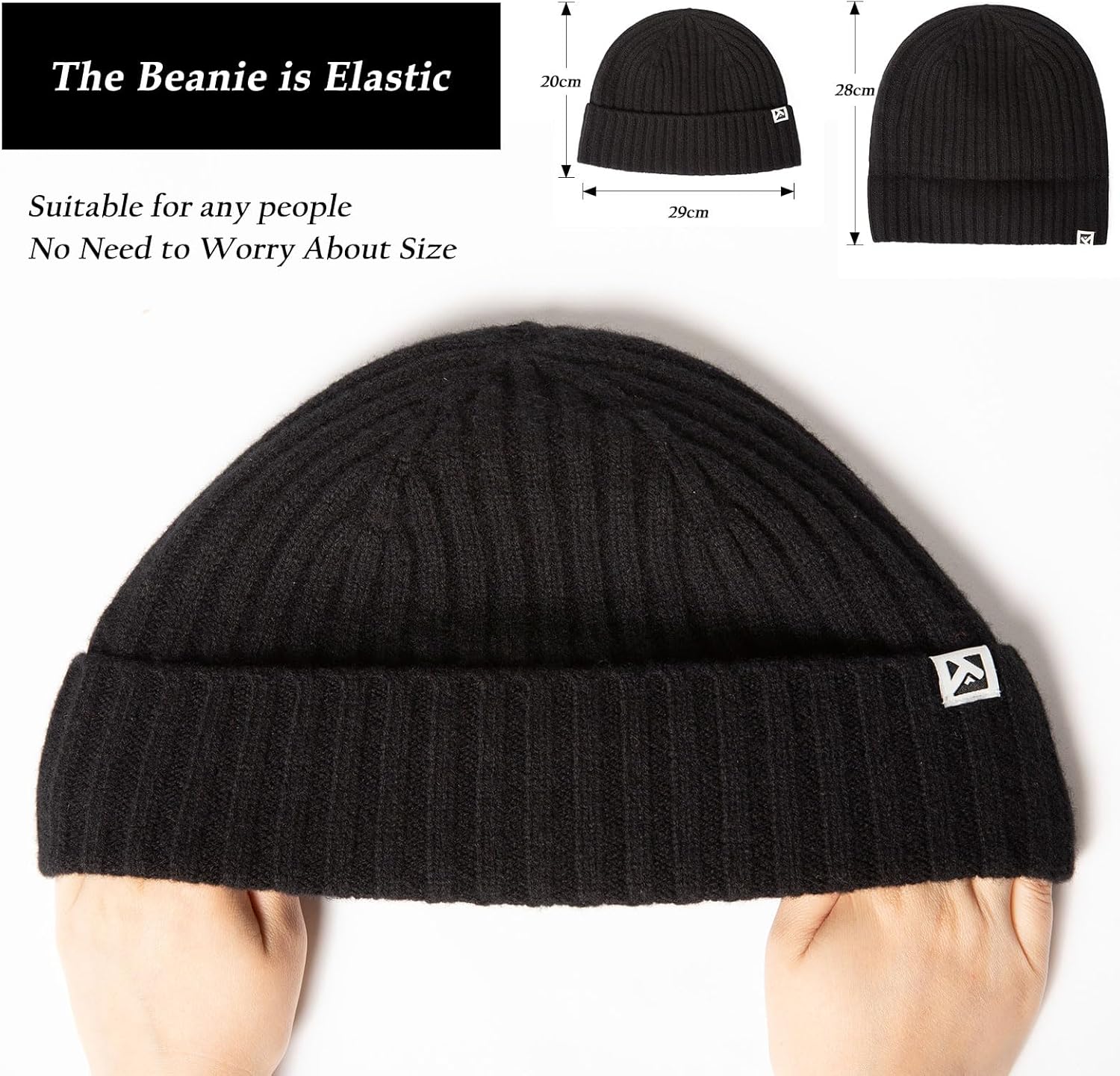 TOP-EX PolarWool™ L/XL/XXL 100% Merino Wool Beanie Fleece Lined Hat Watch Cap for Cold Weather Winter Warm