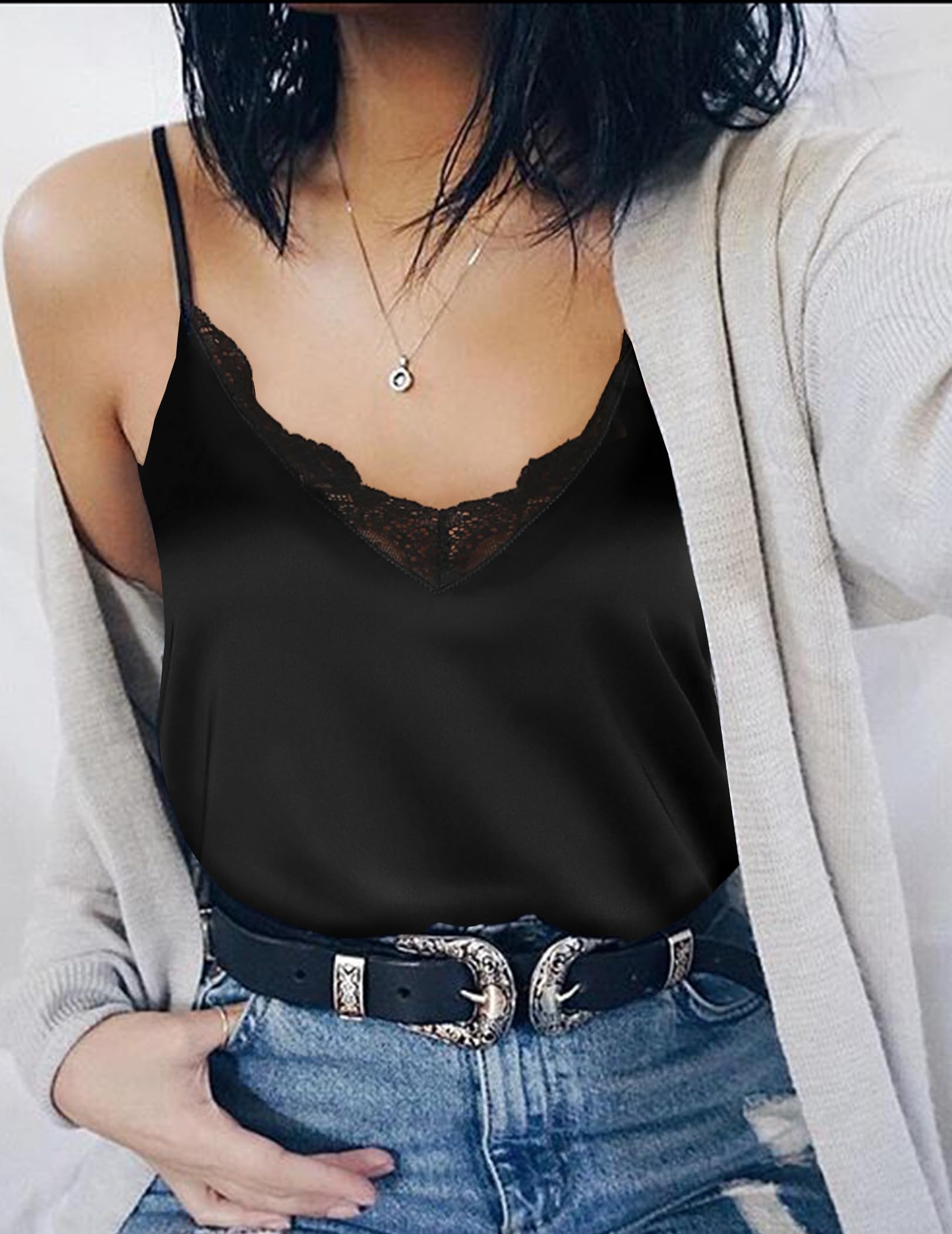 Ekouaer Pigiami Due Pezzi da Donna Seta Pigiama Donna Sexy, S-XXL