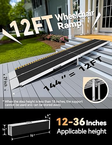 Vista 62 de FACHNUO Rampa portátil para silla de ruedas de 2 pies, rampas de aluminio antideslizantes con asa, rampa plegable para sillas de ruedas