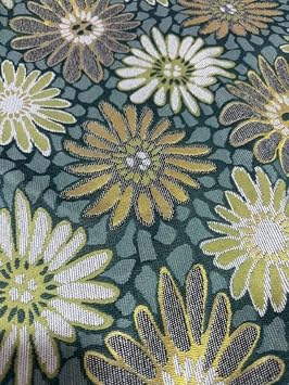 OctoRose 3 Side Zipper Upholstery Thick Linen Tweed Futon Cover Slipcover Sofa DayBed Mattress Cover Cover ONLY Chenille-Daisies-Green, Full