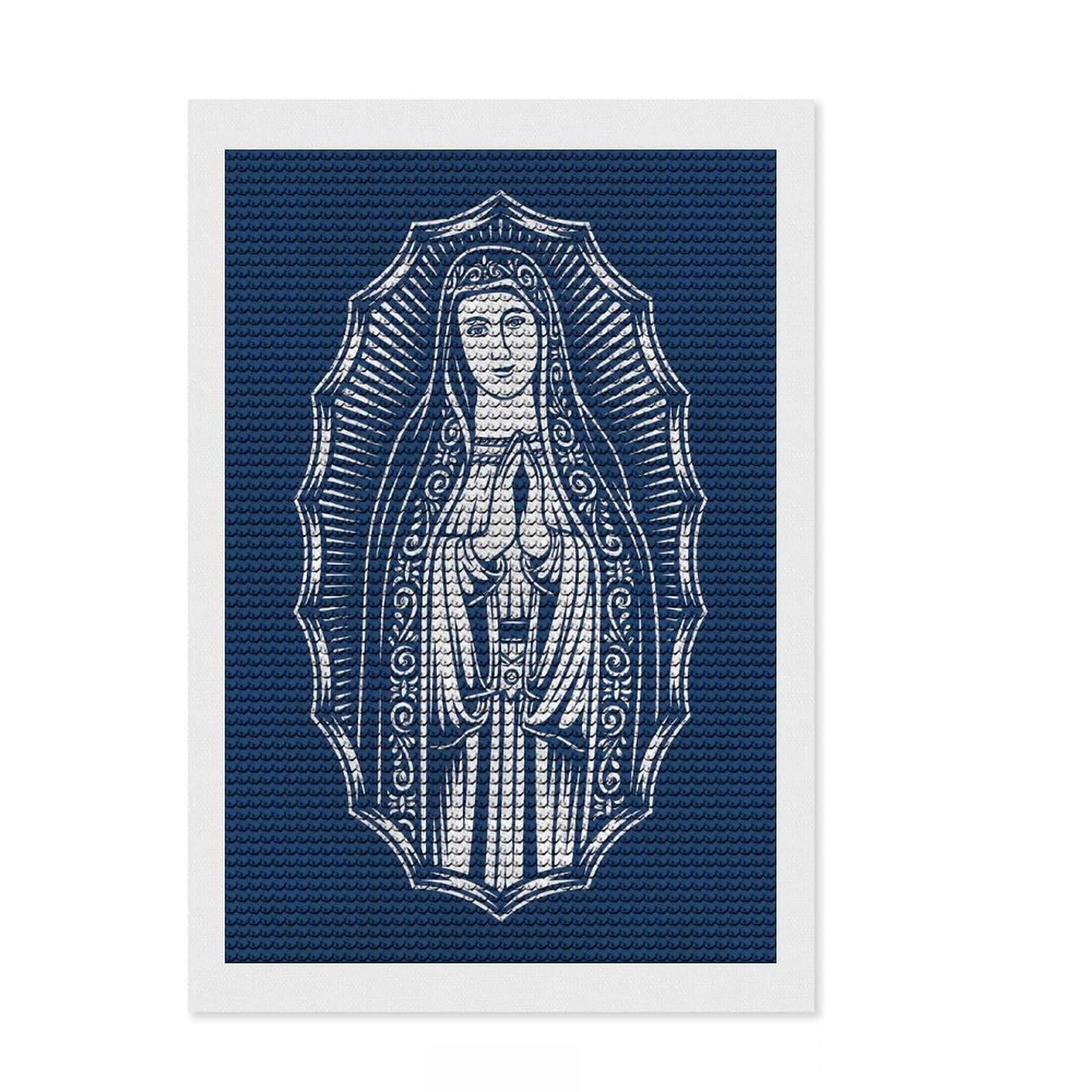 Junmoney The Virgin Mary Round Drill Diamond Painting 8"x12", Easy to Enjoy, Stress Relief Craft, Bedroom Decor, Thoughtful Handmade Gift