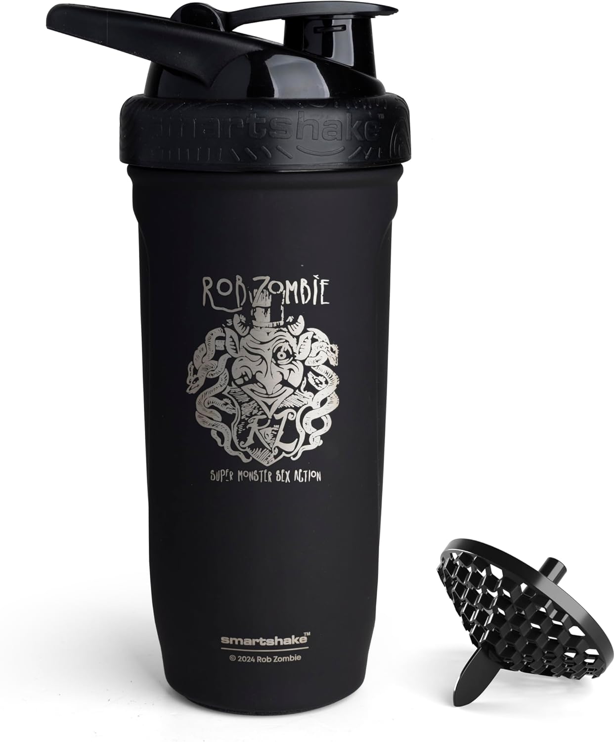 Smartshake Rockband Reforce Stainless Steel Protein Shaker Bottle - Non Insulated Gym Bottle | Metal Shaker Bottles - 900 ml | 30 oz - Leakproof Screw-on Lid - BPA Free | Metallica, Fade to Black Logo