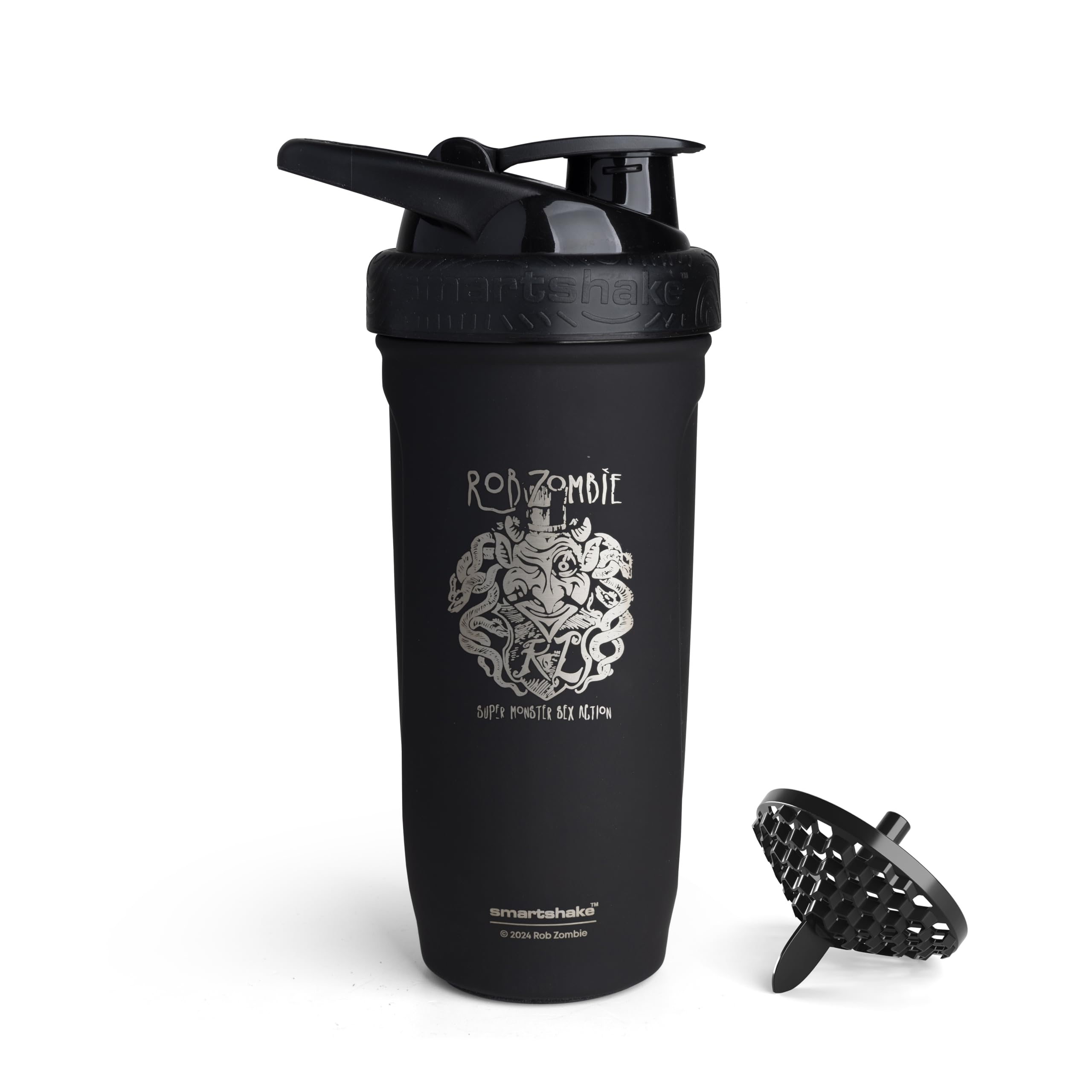 Rockband Reforce Stainless Steel Protein Shaker Bottle - Non Insulated Gym Bottle | Metal Shaker Bottles - 900 ml | 30 oz - Leakproof Screw-on Lid - BPA Free | R. Zombie Logo