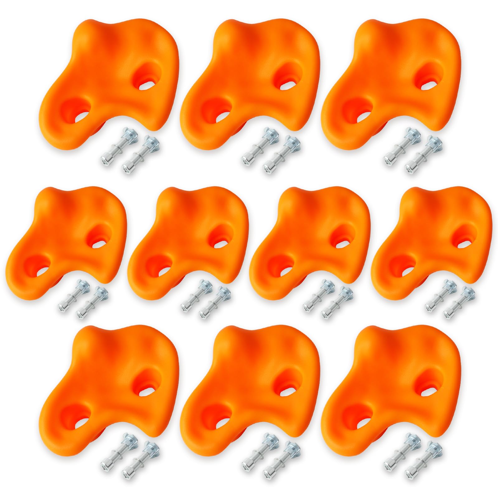 Homepatche Rock Climbing Wall for Kids - Multicolour Climbing Holds With Wrench Mounting Hardware, PE Comfortable Hand Feeling Grips for Indoor Outdoor (Orange)