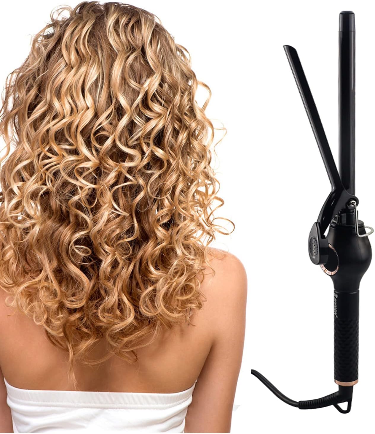 HICITI unisex Hair Curler 9mm Ceramic Curling Iron Wand for Men/Women Short/Long Hair Small Barrel Hair Crimper Iron with 6 Temp Adjustment