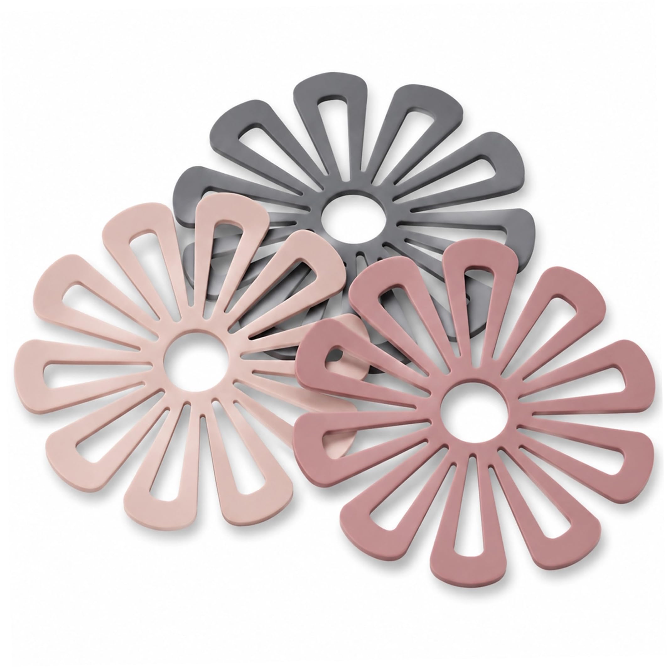 Ginwrek trivets 3PCS Silicone Trivet, 6in Flower Shaped Trivets for Hot Dishes & Pots & Pans Heat-Resistant Hot Pads for Kitchen & Dining Table