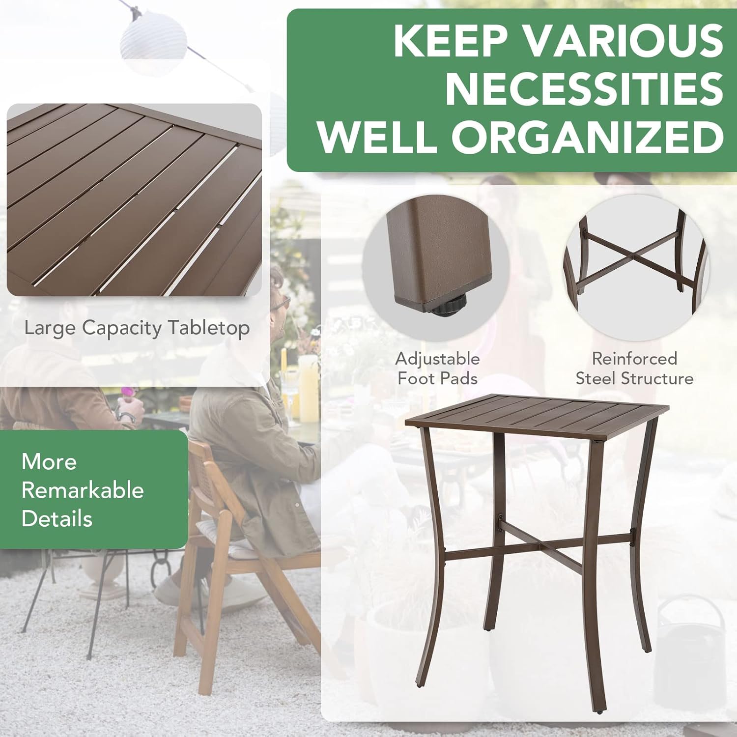 Tangkula 3 Piece Patio Bar Set, Outdoor Bar Stool Bistro Set w/ 27.5" Square Table, 2 Wicker Cushioned Chairs, Ergonomic Armrest & Backrest, All-Weather Outdoor Rattan Furniture Set
