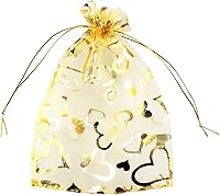 Vista 21 de 5 x 7 pulgadas 100 piezas corazón flor organza joyería bolsa de regalo bolsa de caramelo bolsa cordón boda favor bolsas P835 (corazón turquesa)