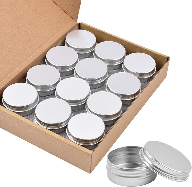 Aluminum Tin Cans, Sopito 24pcs 15ml/0.5oz Metal Round Tins Screw Lid Containers Small Empty Storage Travel Tin Containers for Lip Balm, Lotion, Cream, Mini Candles, Cosmetics(0.5oz)