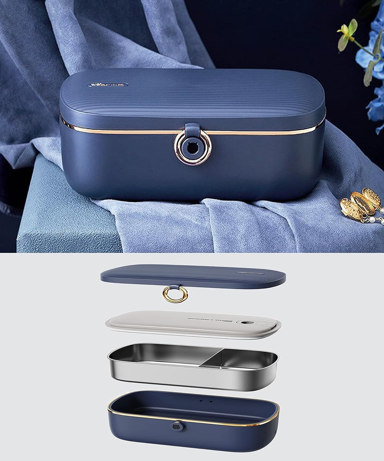 Inder Bar Portable Electric Lunch Box Food Heater - Stainless Steel Automatic Water-Free Food Warmer - Heat Preservation and Bear Self-Heating Insulation Lunch Box For Men Women Office Outdoor