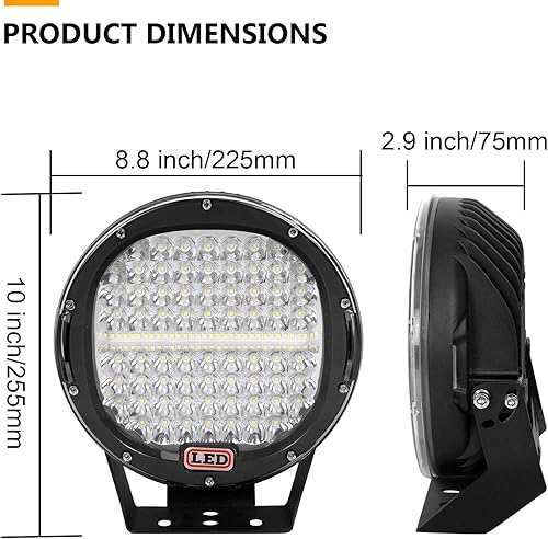Miniatura 2 de Willpower 2 luces LED de 294 W de 9 pulgadas de luz de trabajo LED de barra de luz todoterreno de 12 V, 24 V, impermeables, luces de conducción