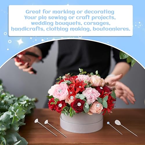 Miniatura 6 de 400 alfileres de ramillete de 2.1 pulgadas, ramos de flores de diamantes de imitación de diamantes de imitación de diamantes de imitación de perlas