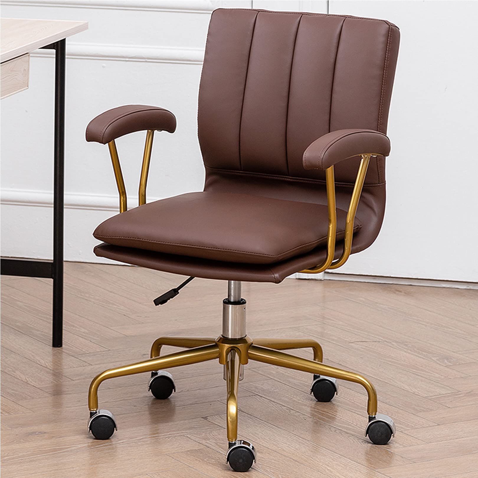 Fotel biurowy, ergonomiczny fotel biurowy z mikrofibry, fotel komputerowy ze średnim oparciem i obrotowym rolowaniem, fotel do pracy z podłokietnikami, krzesła biurowe do biura domowego Chaser of