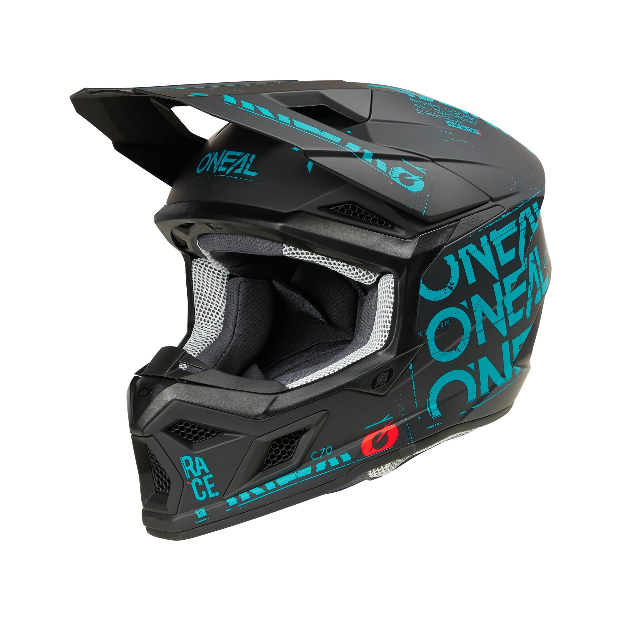 O'NEAL 3SRS Helm Static Schwarz/Türkisblau, Größe L