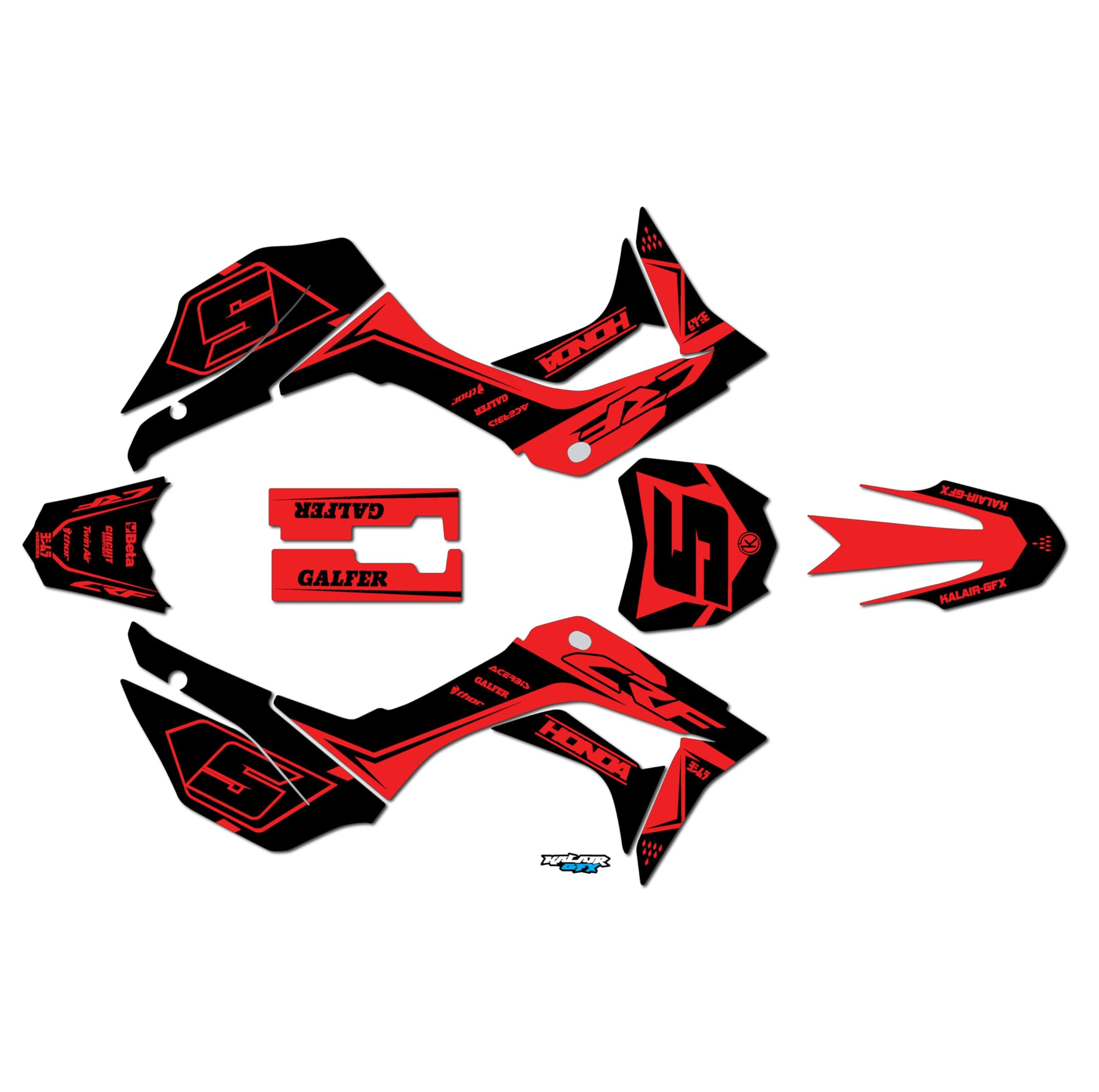 Kalair GFX Graphics Kit for Honda CRF110F (2019-2024) Venom Series Red-Shift 09 Mil - Dirt bike Custom Racing Graphics Decals Stickers Kit, no-plastics