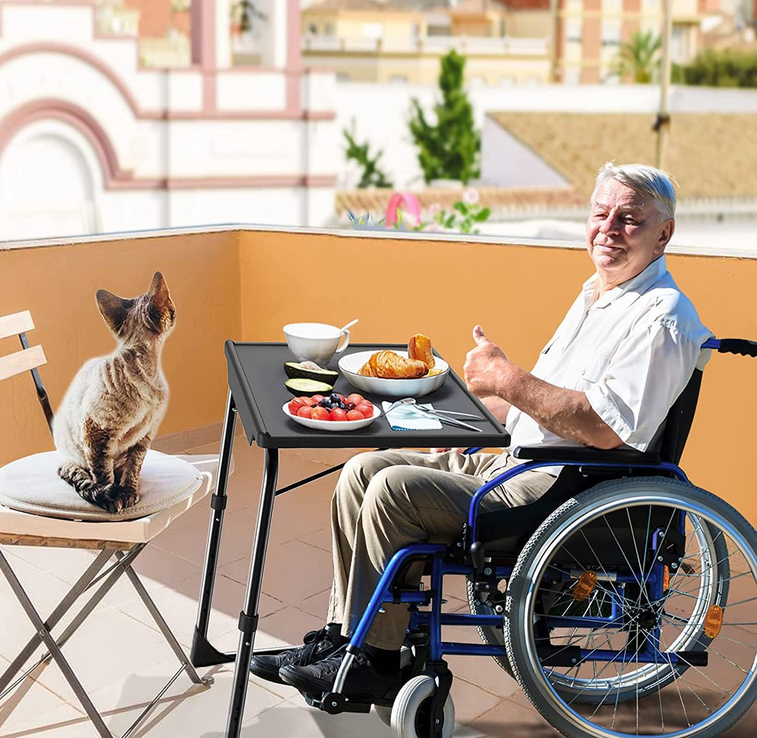 Marsail TV Tray Table, Folding TV Dinner Table Comfortable Folding Table with 3 Tilt Angle Adjustments for Eating Snack Food, Stowaway Laptop Stand (2 Pack),Black,TZTT1K