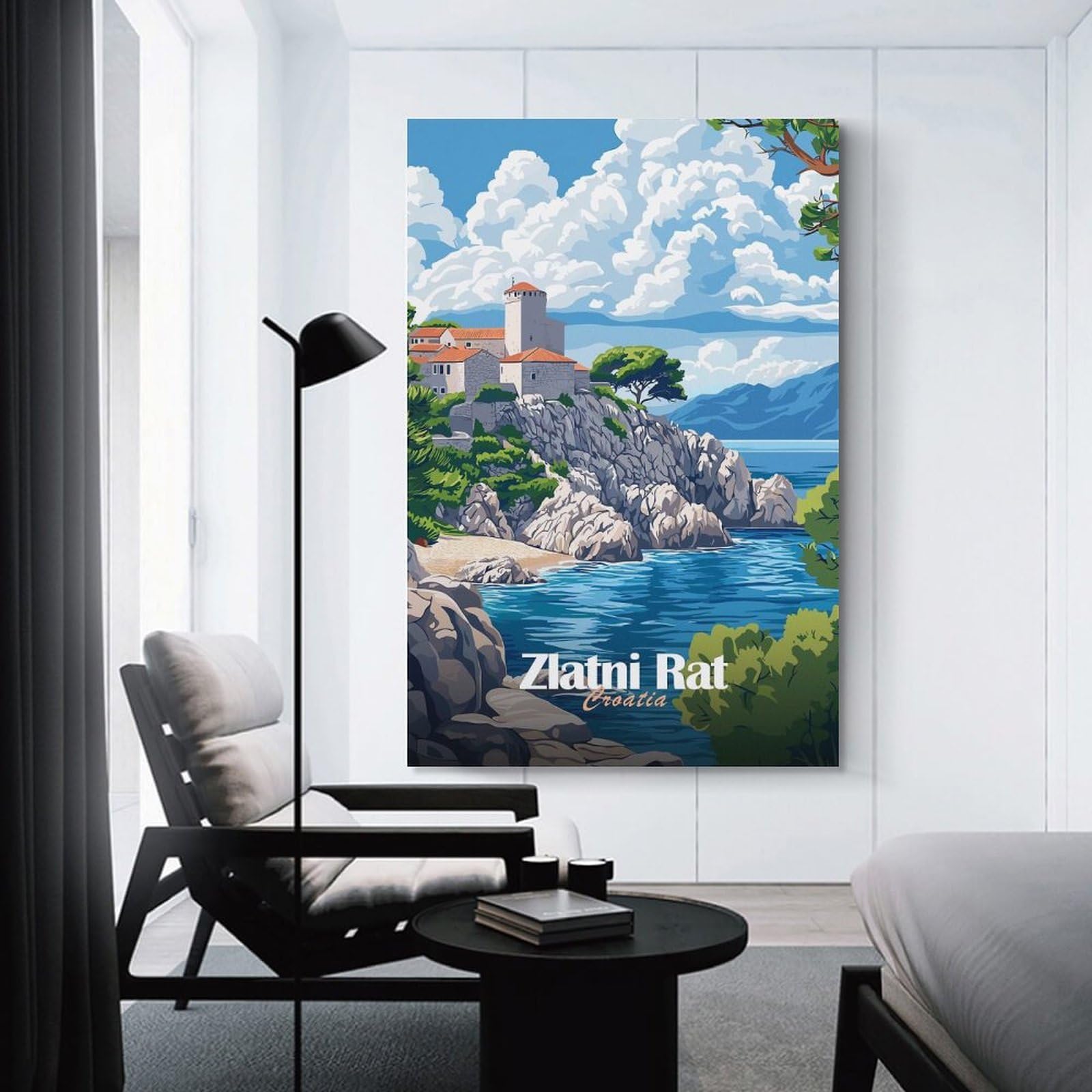 Junmoney Zlatni Rat Croatia Decorative Wall Artwork 16x24inch(40x60cm), for Home Lounge, Bedroom Or Reading Nook, Easy Decor for Gallery Walls