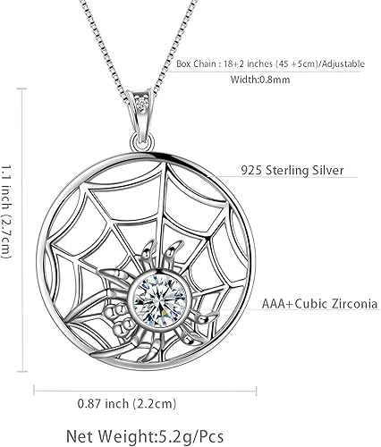 Miniatura 2 de Aurora Tears Collar de araña de Halloween, colgante de telaraña de plata de ley 925 de cristal grande, colgante de telaraña, accesorios de disfraz