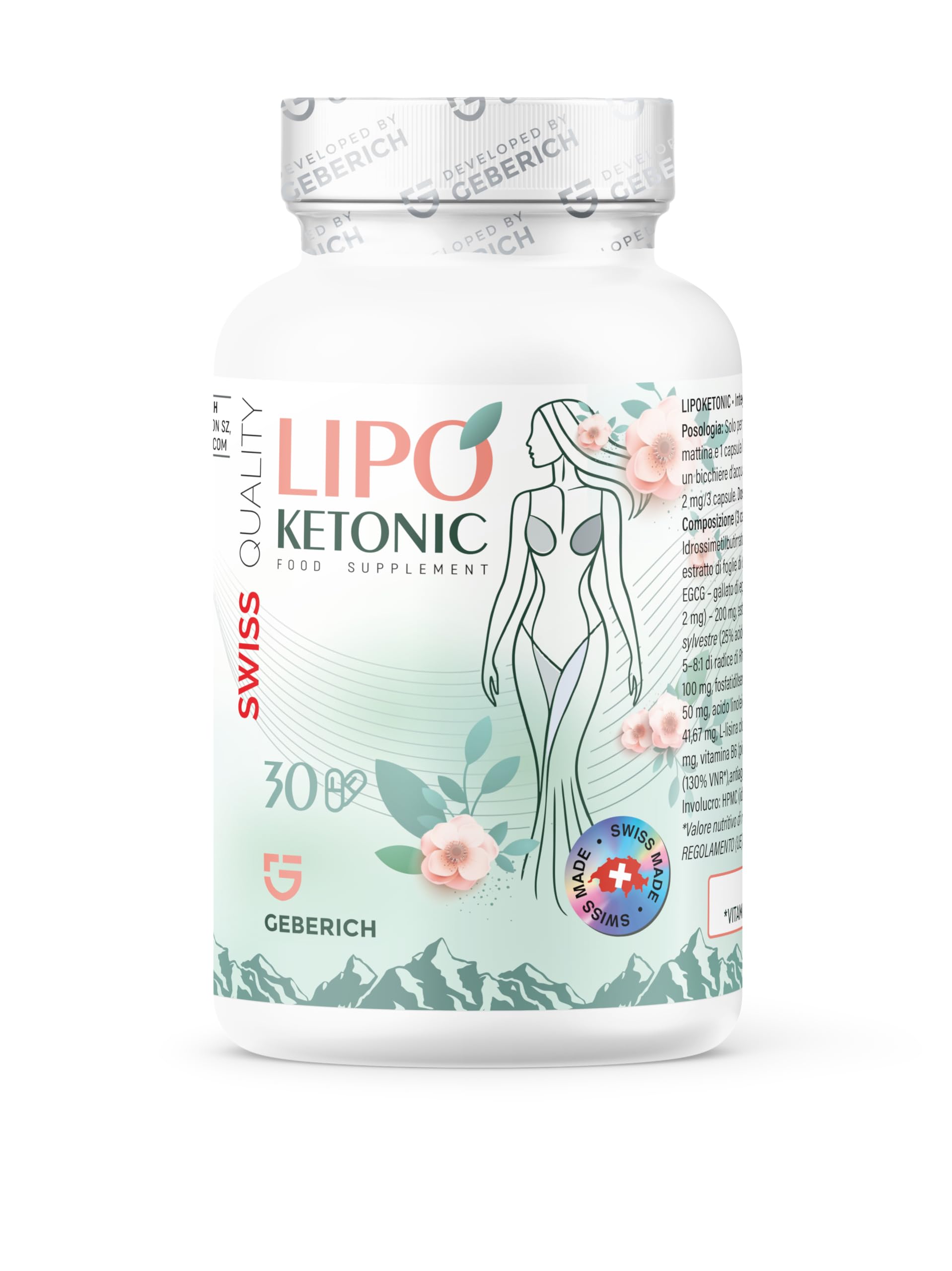 Capsule LIPOKETONIC | Dieta Chetogenica | L-Carnitina 500 mg + Estratto di Tè Verde 200 mg | Supporto al Metabolismo | Con Gymnema Sylvestre, Rodhiola Rosea, CLA | 30 Capsule