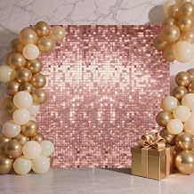 Shimmer Wall Backdrop, Sequins Backdrop Decoration, Photo Backdrops for Birthday, Anniversary, Wedding, Party Decoration 24PCS Rose Gold