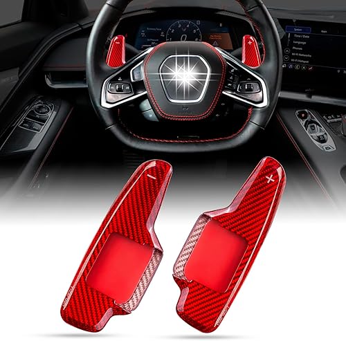 T-carbon - Palanca de cambios de fibra de carbono real para Corvette C8 Z51 Z06 2020-2023, pala de cambio de volante de fibra de carbono, accesorios