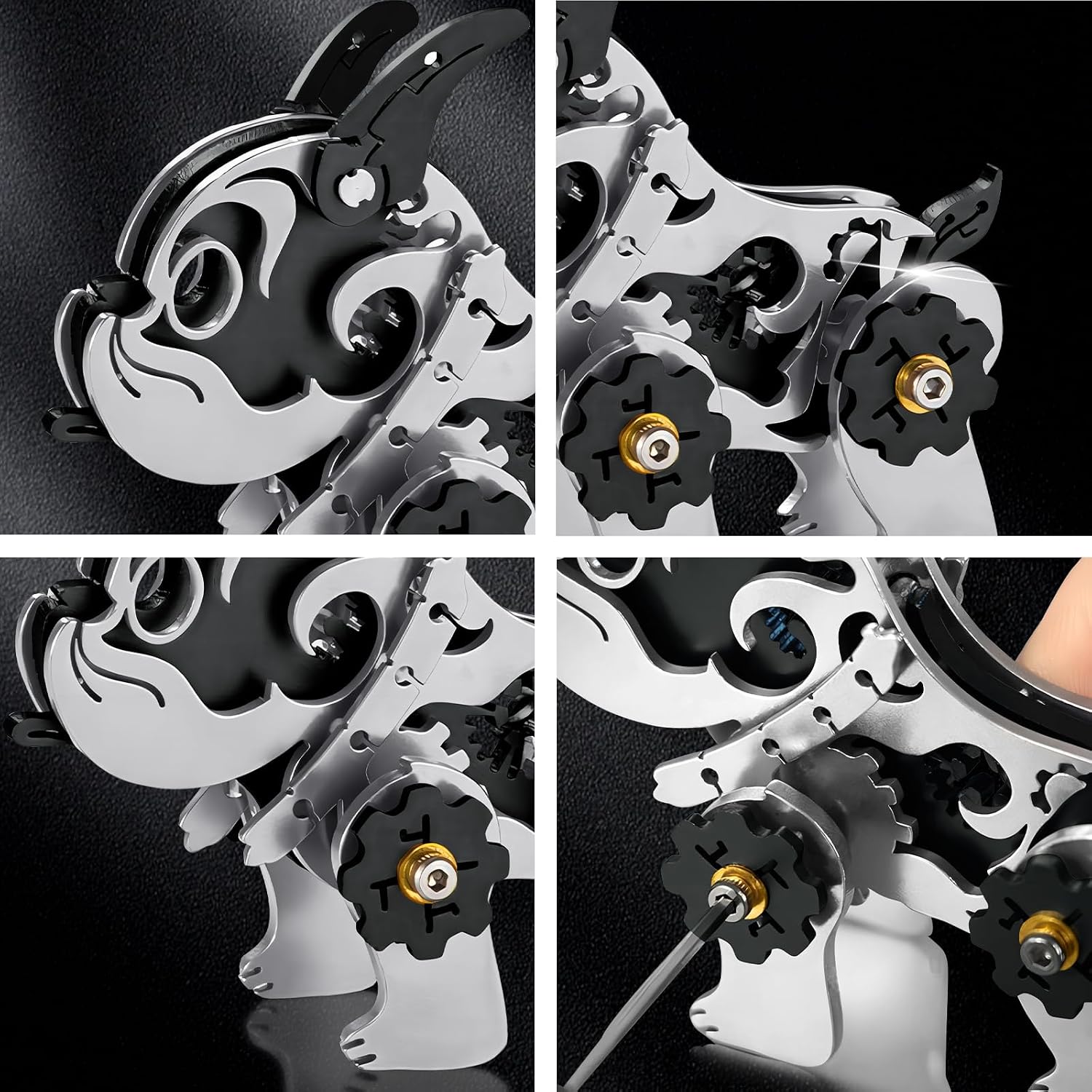3D Metal Puzzles for Adults, Metal Model Kits for Adults, Mechanical BullDag Steel 3D Puzzle Stainless Steel Ornaments for Men Women Art Craft Gifts Toys(Black). image 4