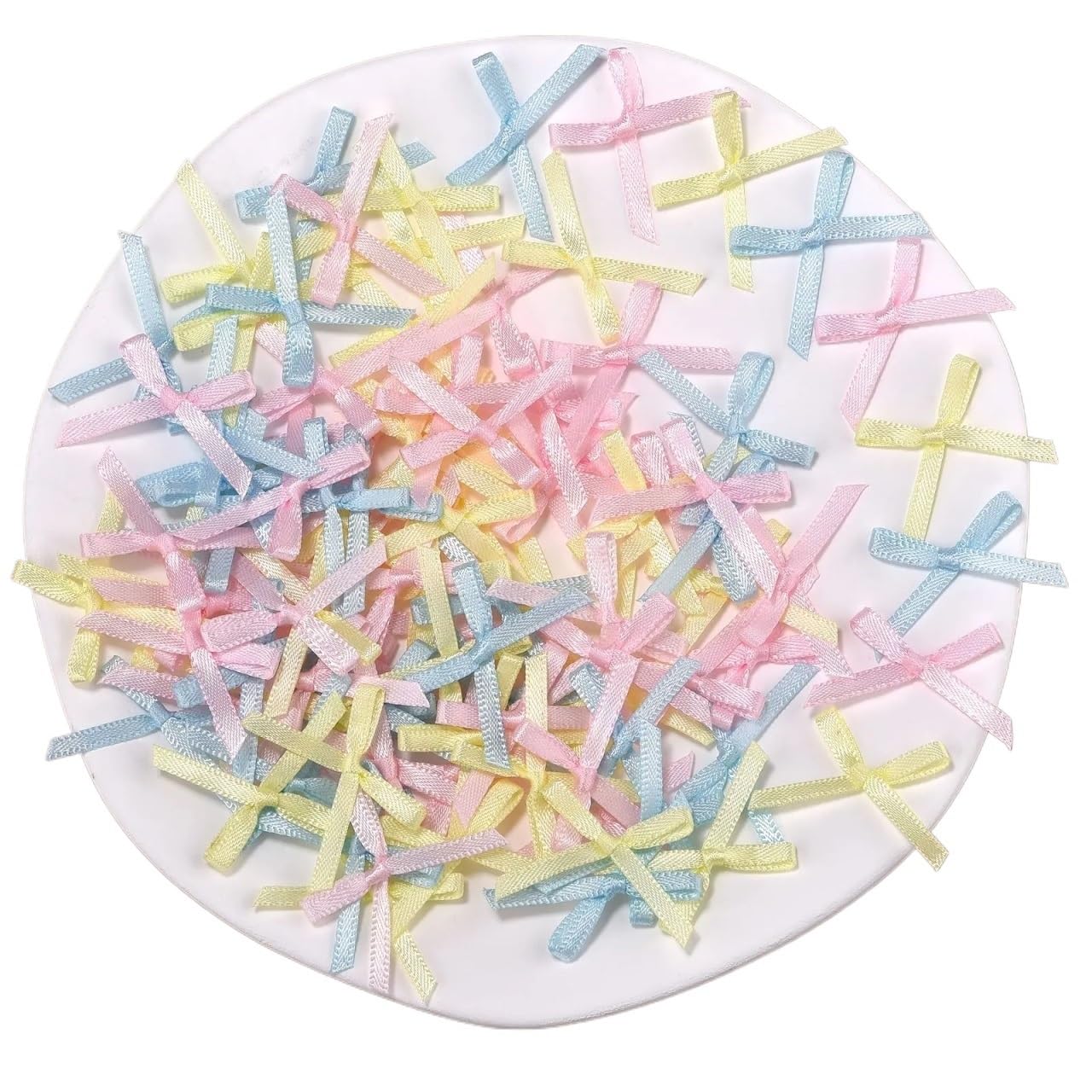 LATEAU Ribbon Bows 100Pcs 3x2.5cm Ribbons Mini Satin Flowers Bows Ties For DIY Crafts Accessory Decoration(1)