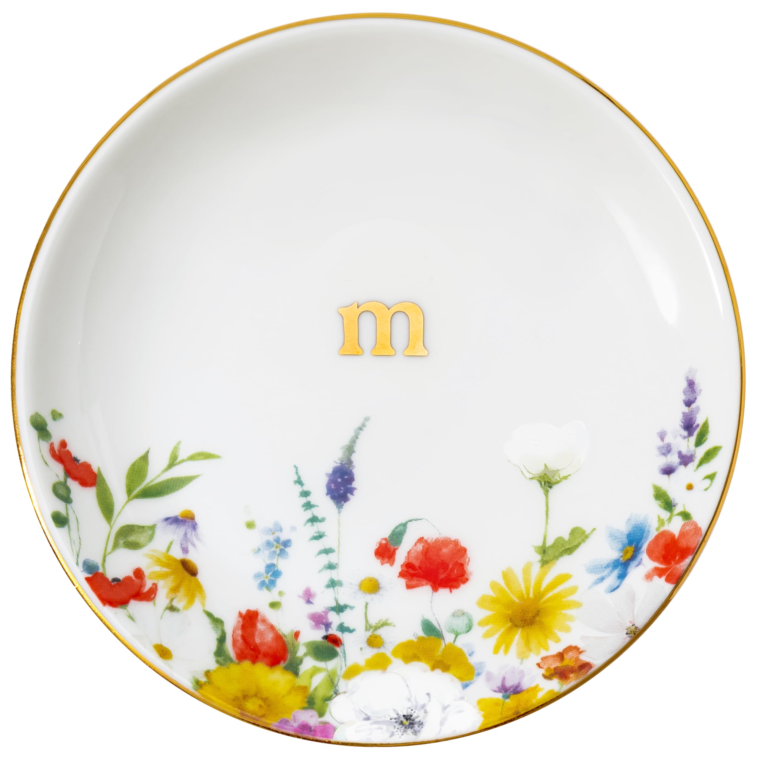 Personalized Initial Ring Dish - Ceramic Jewelry Tray With Floral Design, Gift Box Included, For Rings & Earrings - View #5