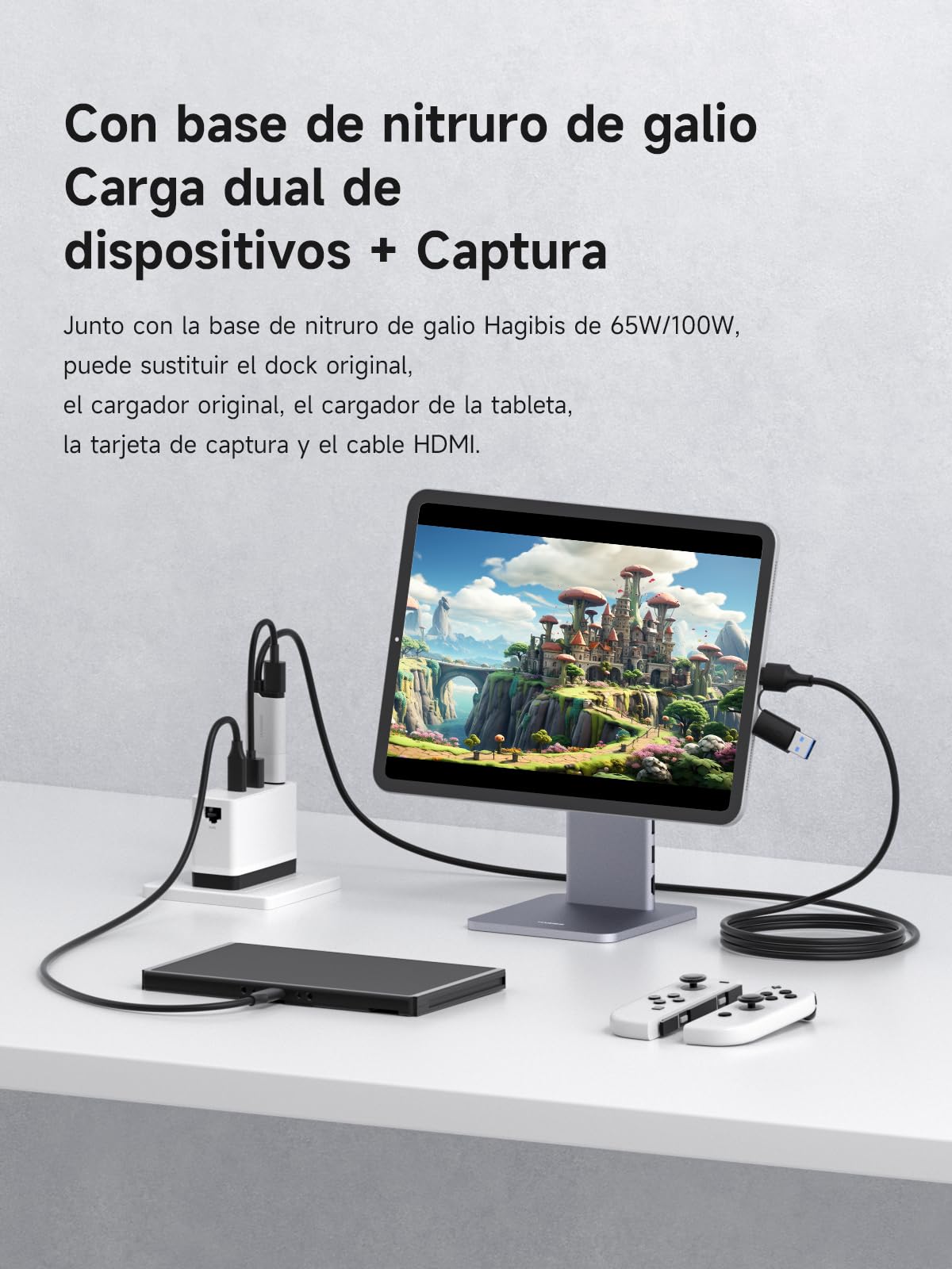 Hagibis Capturadora | USB 3.0 con PD 100W | HDMI a USB A/C | Capturadora de Video 1080P@60fps YUY2/MJPEG MS2130 | Grabadora para Meta Quest 3, Switch, PS5, VR, Streaming