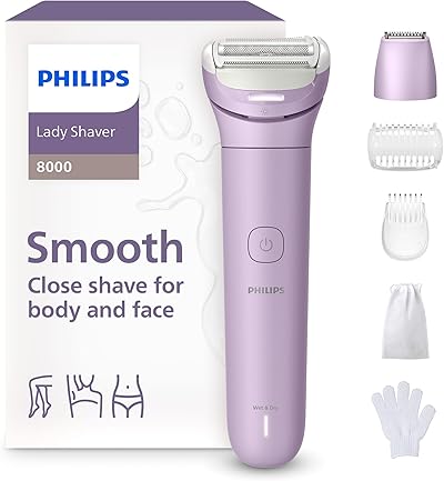 Philips Lady Shaver Series 8000 - kabelloser elektrischer Rasierer, nass und trocken, 3-Klingen-System, flexibler Scherkopf, LED-Licht, Beine/Körper/Bikinizone, 100 Min. Laufzeit, Modell BRL149/00