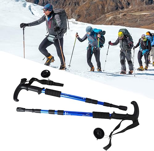 Miniatura 5 de Bastón de senderismo, 2 piezas plegables para senderismo, caminar y caminar nórdico, bastón ajustable, bastón de montañismo de aleación de aluminio,