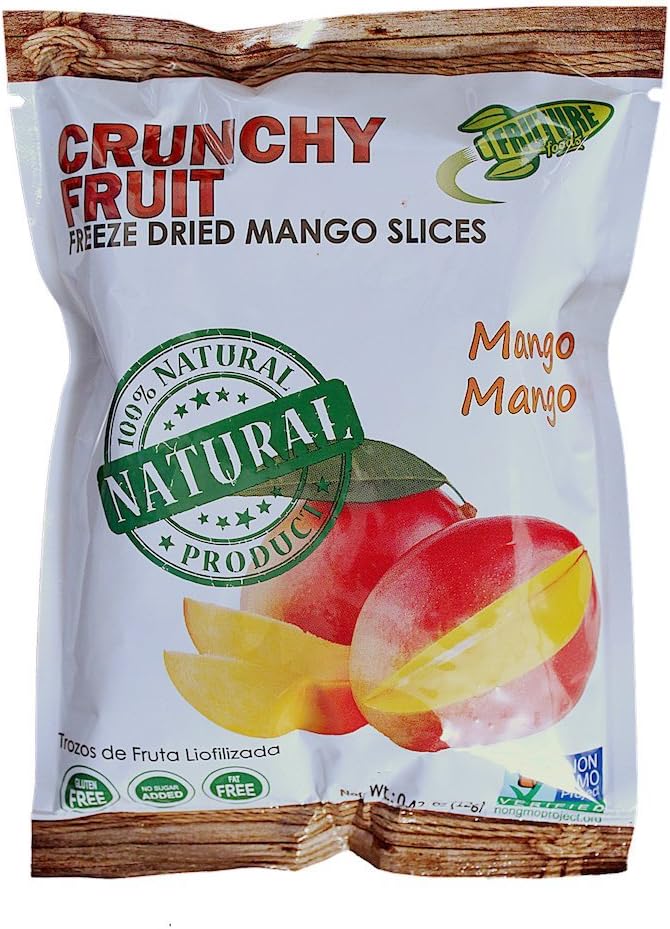 FrutureFoods Freeze Dried Fruit Mango 100% All Natural "Crunchy Fruit" 12 Pack