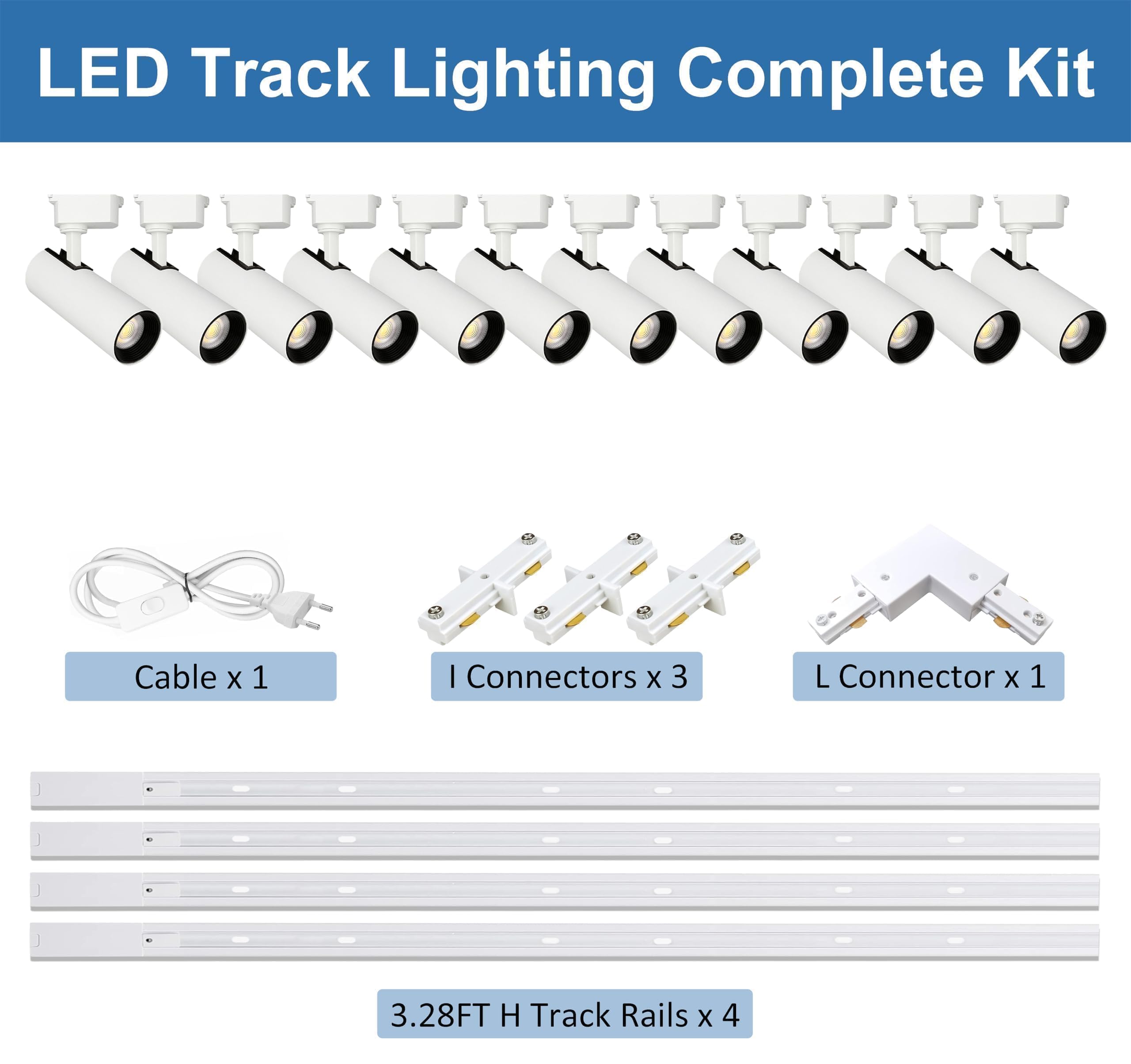 LED-Deckenleuchte 20 W 3000 K drehbare Deckenbeleuchtung mit 4x1m Schienen