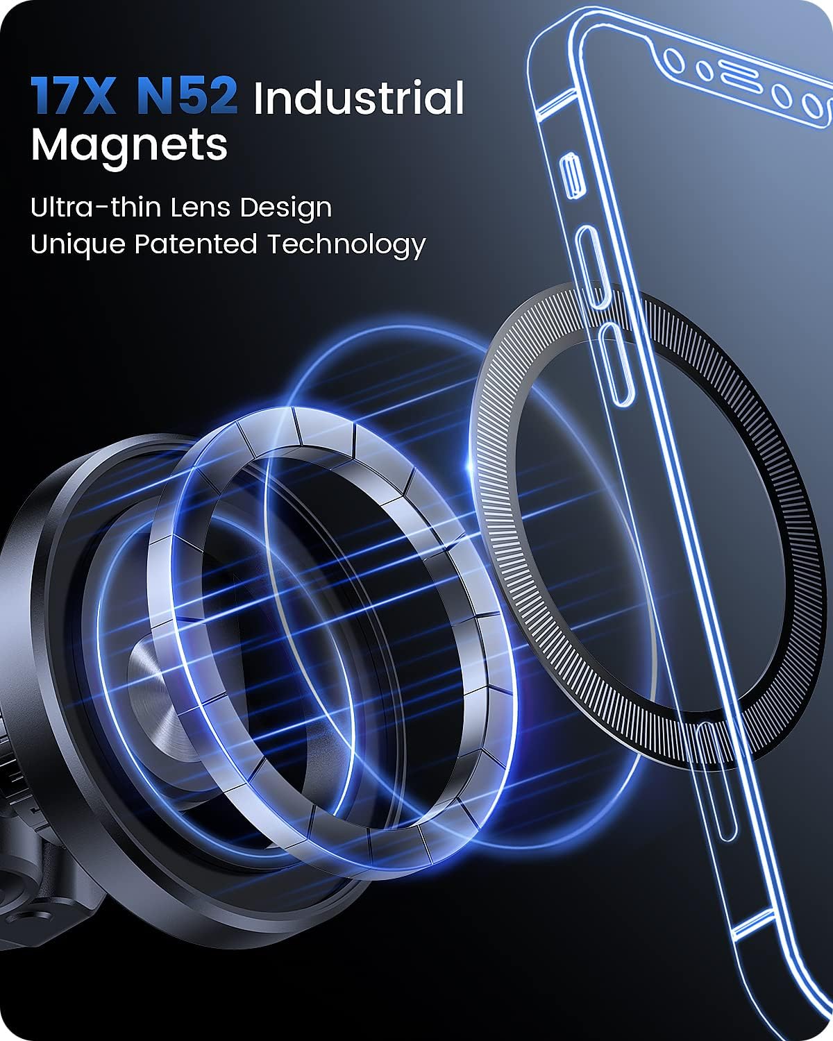 OQTIQ for MagSafe CD Phone Mount[Hollow Ring Design] Magnetic Phone Holder for Car CD Phone Holder Mount for iPhone 16 15 14 13 Pro Max Mini Plus MagSafe Case All Phones | Hollow socket design with 17 strong magnets delivers a secure hold while supporting MagSafe cases and ring holders