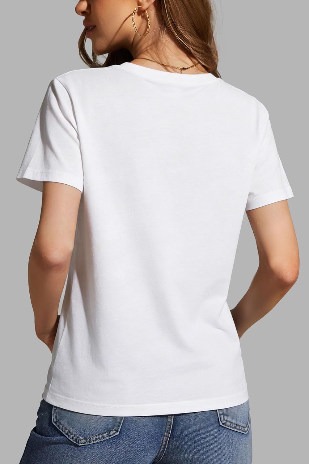 Women's Multi-Pack Short Sleeve Round Neck T-Shirt - Basic Loose Fit Knit Tops