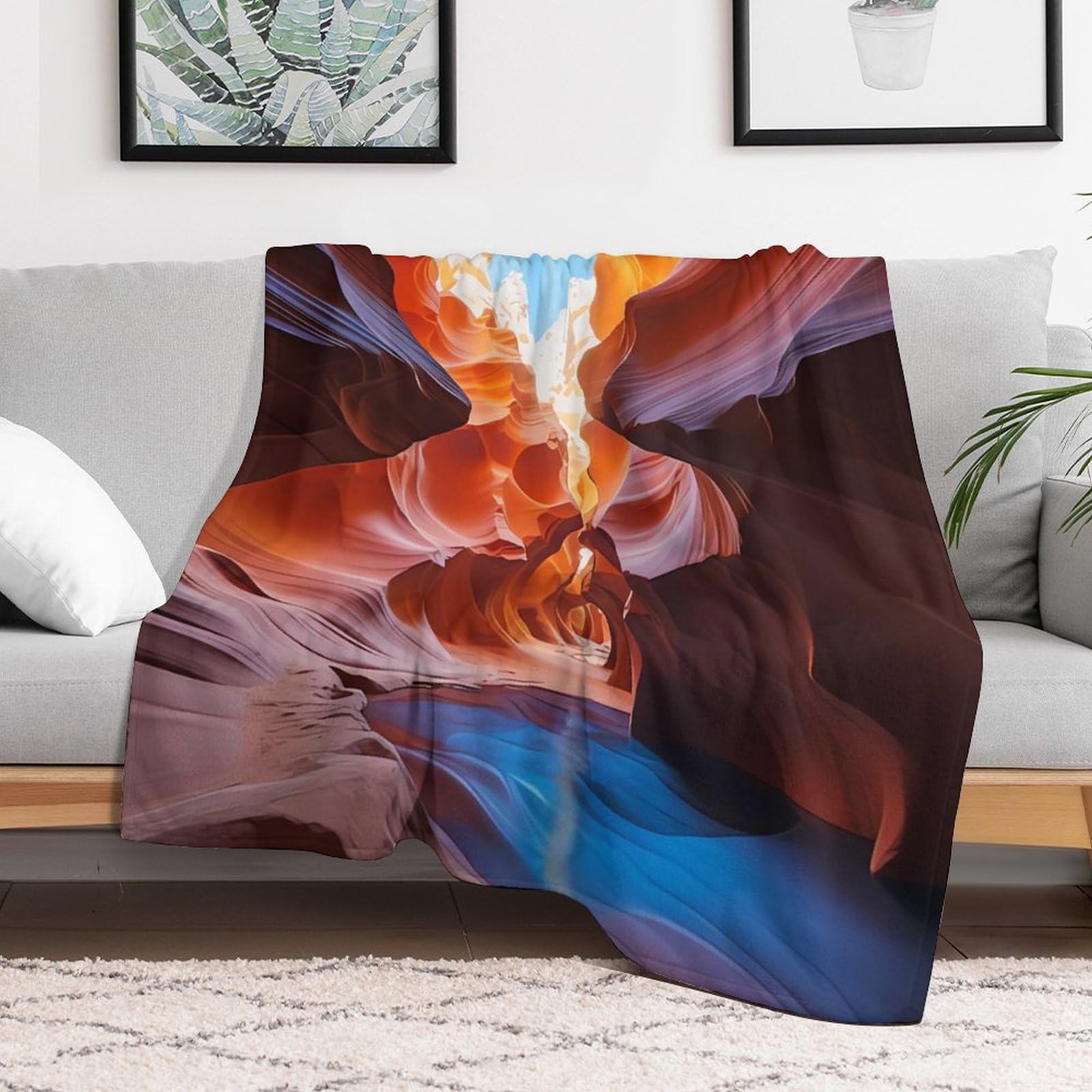 Custom Antelope Canyon Blanket Lightweight Flannel Fleece Throw for Couch Sofa Bed Luxury Soft Cozy Plush Lap Bedtime Blanket for All Seasons Bedroom Home Decor Gifts 40x50