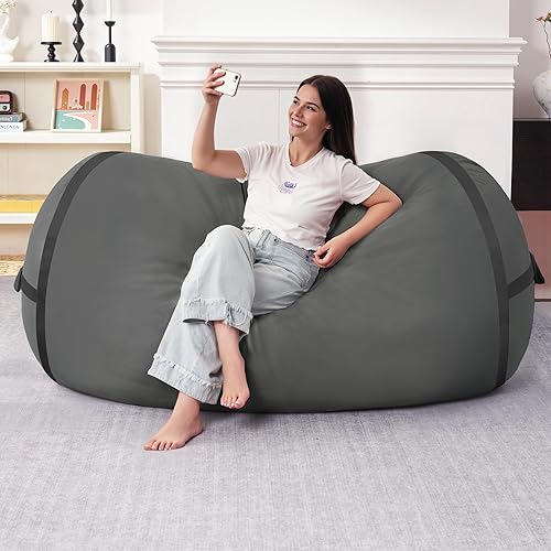 Miniatura 282 de HABUTWAY Puf gigante de 2 pies para adultos, con relleno de espuma viscoelástica, puf grande con funda de terciopelo holandés extraíble para sala de