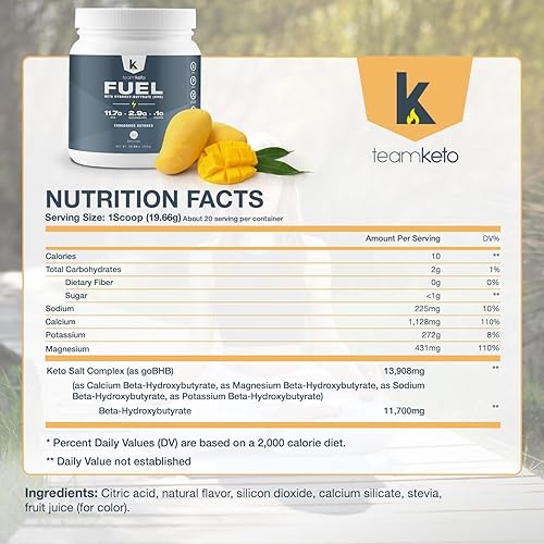 Miniatura 5 de TeamKeto exógenas cetonas en polvo, sales puras Keto BHB  Sin lácteos y gluten, los mejores suplementos cetogénicos, combustible para aumentar la