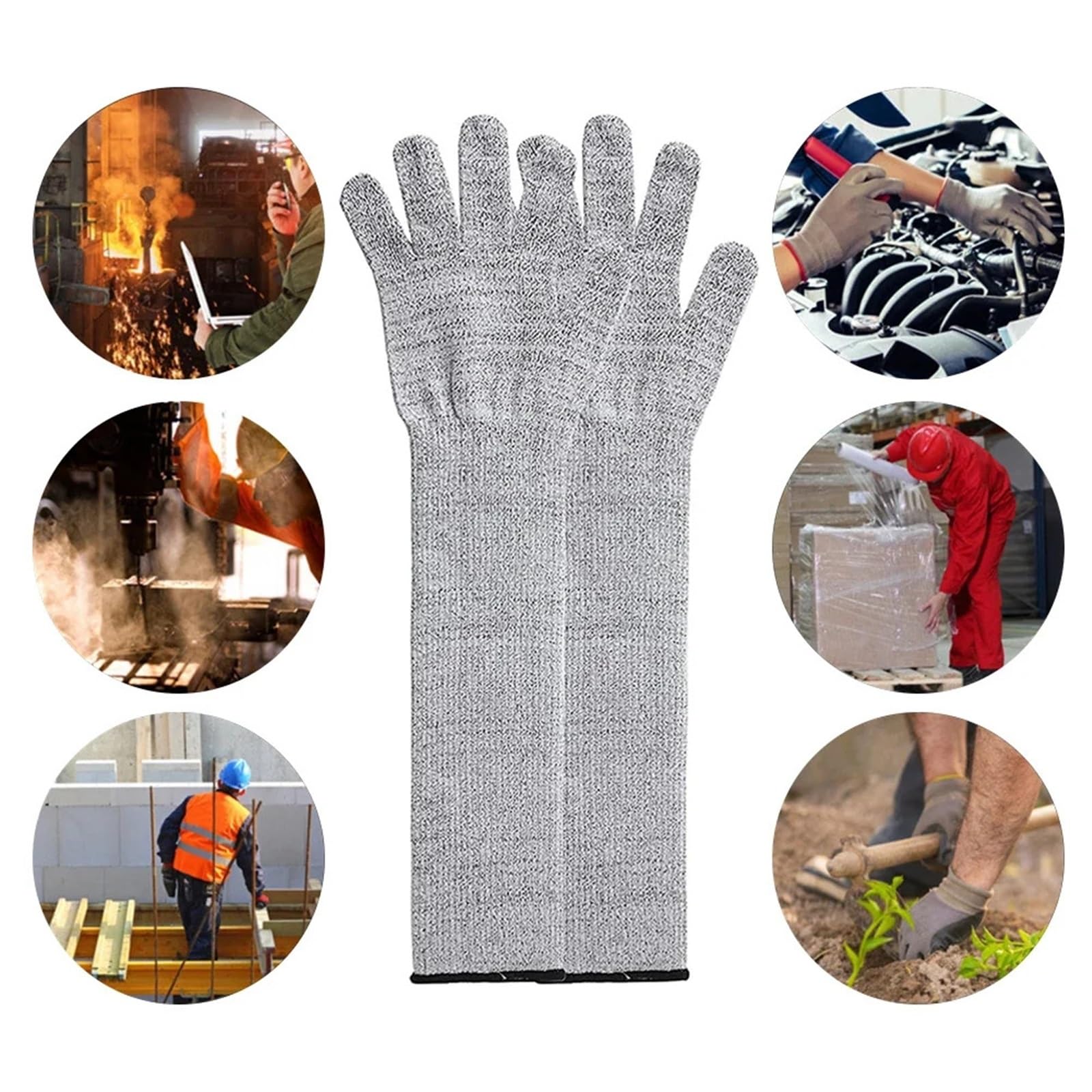 1 Paar Schnitt- und Stichschutzhandschuhe der Schutzklasse 5 (HPPE),Hohe Flexibilität(30mm)