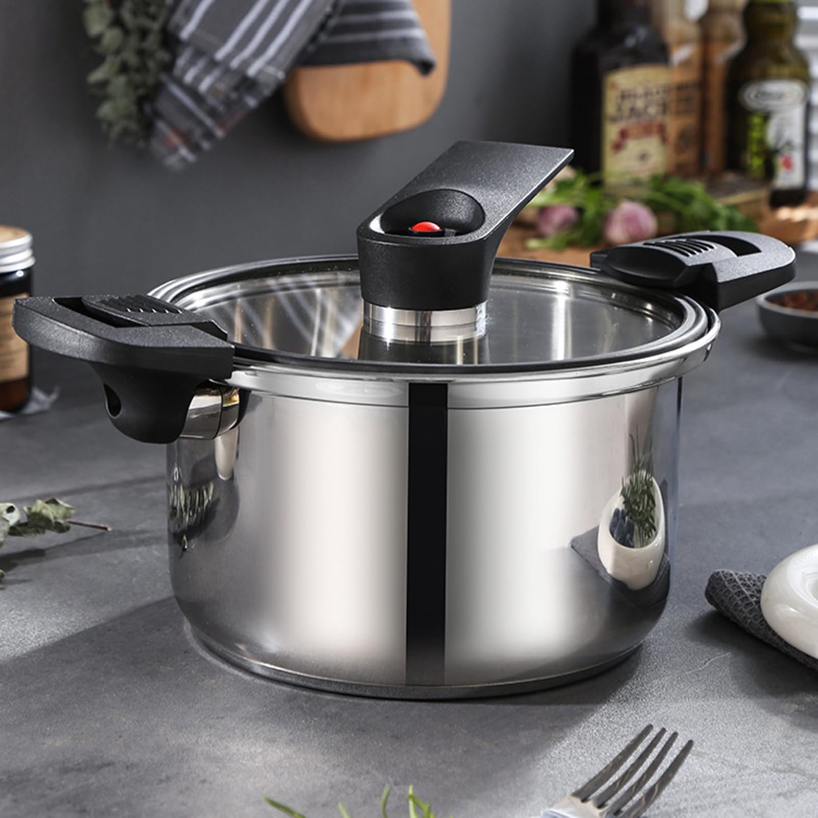 Olla A Presión Utensilios De Cocina A Presión Para Cocinar En Casa | Diseño Ergonómico Y Duradero Para Preparar Comidas Eficientes Con Familiares Amigos En Reuniones