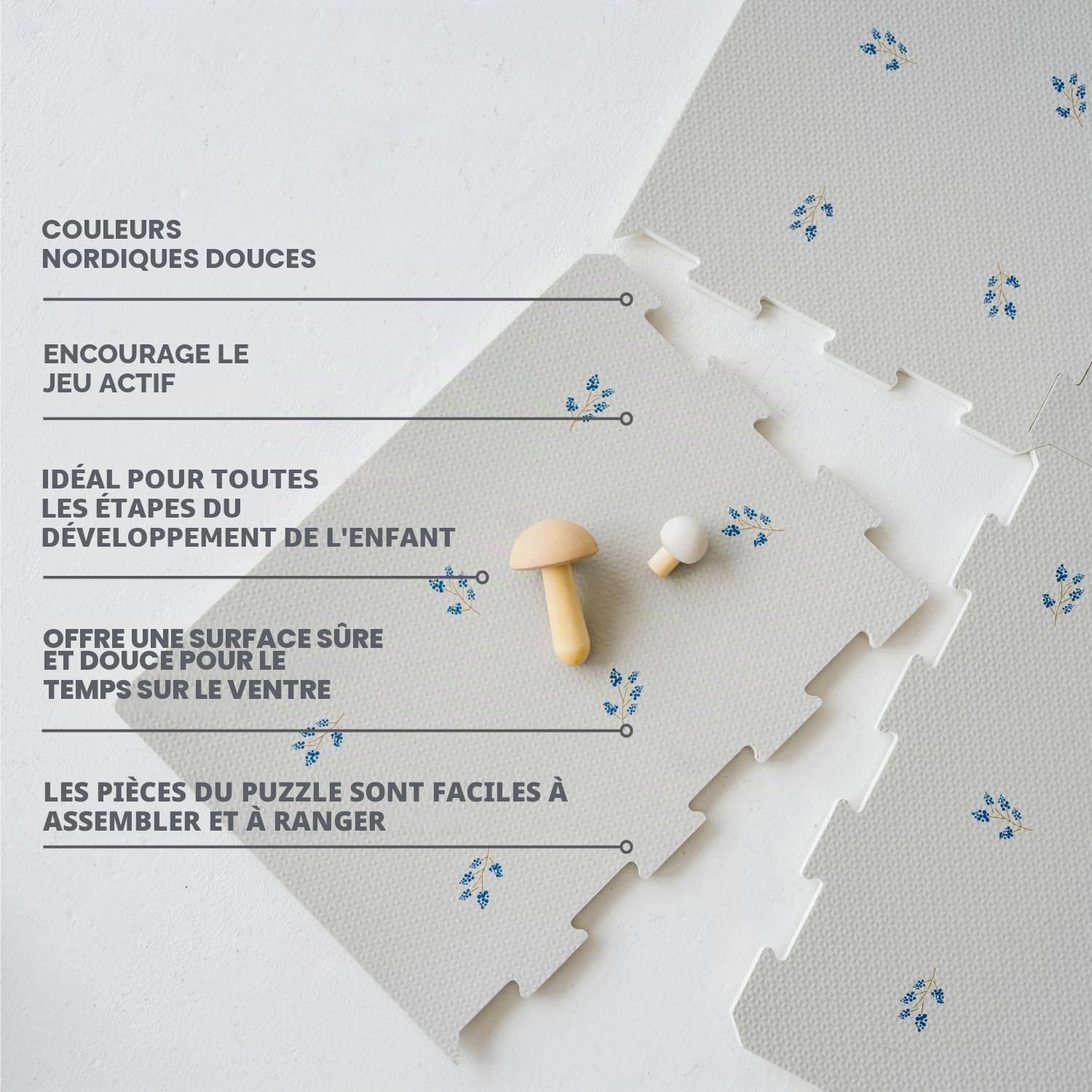 3 Sprouts Tapis de Jeu Puzzle en Mousse, Dalle Mousse Bébé, Myrtille Taupe | Dalles mousse bébé, Tapis puzzle, 180 x 120 cm, Intérieur/extérieur, Facile à nettoyer, Motricité