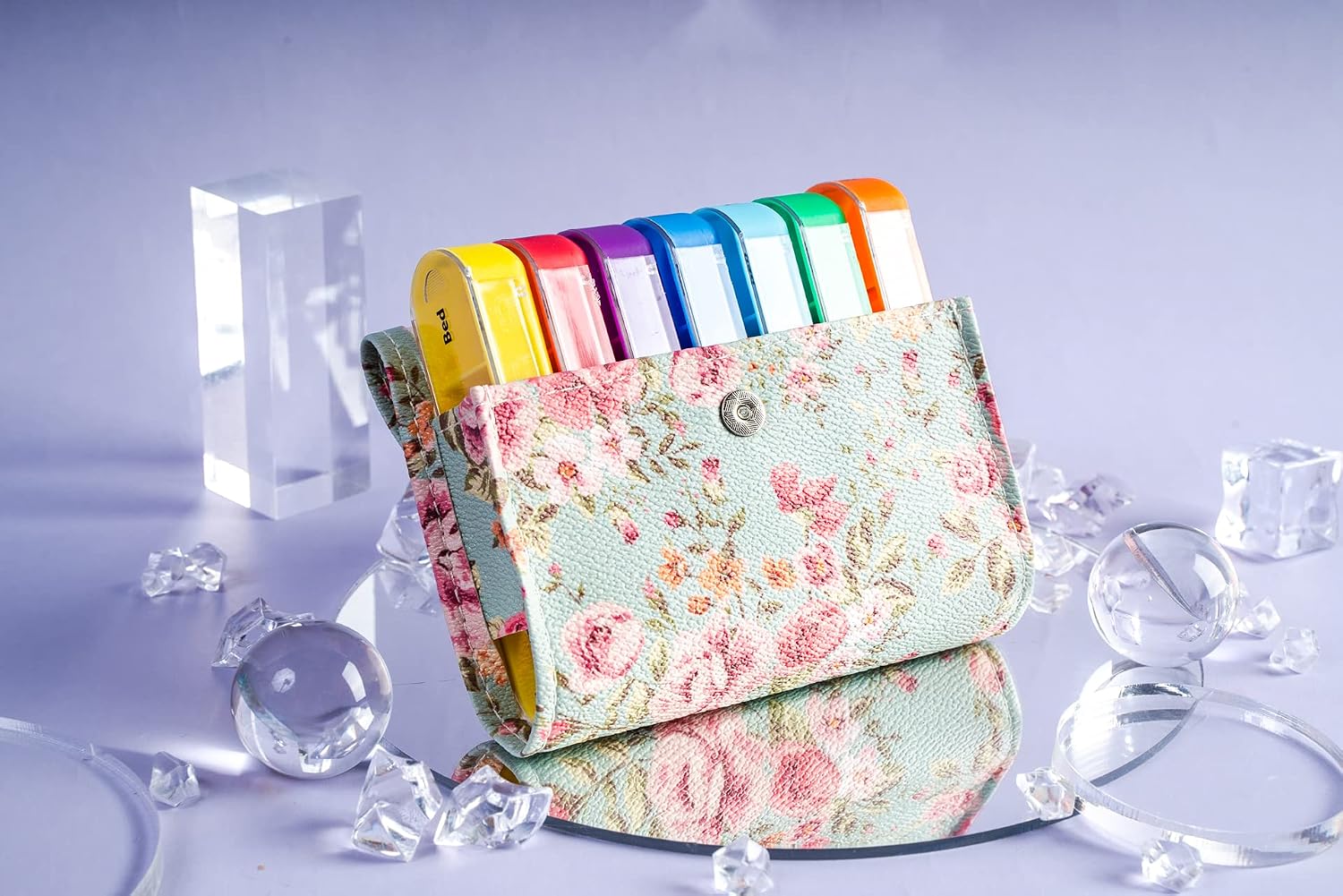 Pill Organizer,LIZIMANDU Weekly Travel Pill Case Box Medication Reminder Daily AM PM, Day Night 7 Compartments,for 4 Times A Day, 7 Days a Week-Includes Leather PU Carrying Case (Blue Rose) image 5