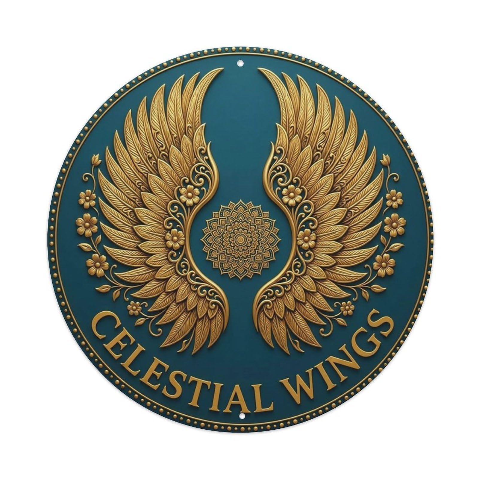 Vintage Celestial Wings Flower Zen Yoga Metal Tin Sign