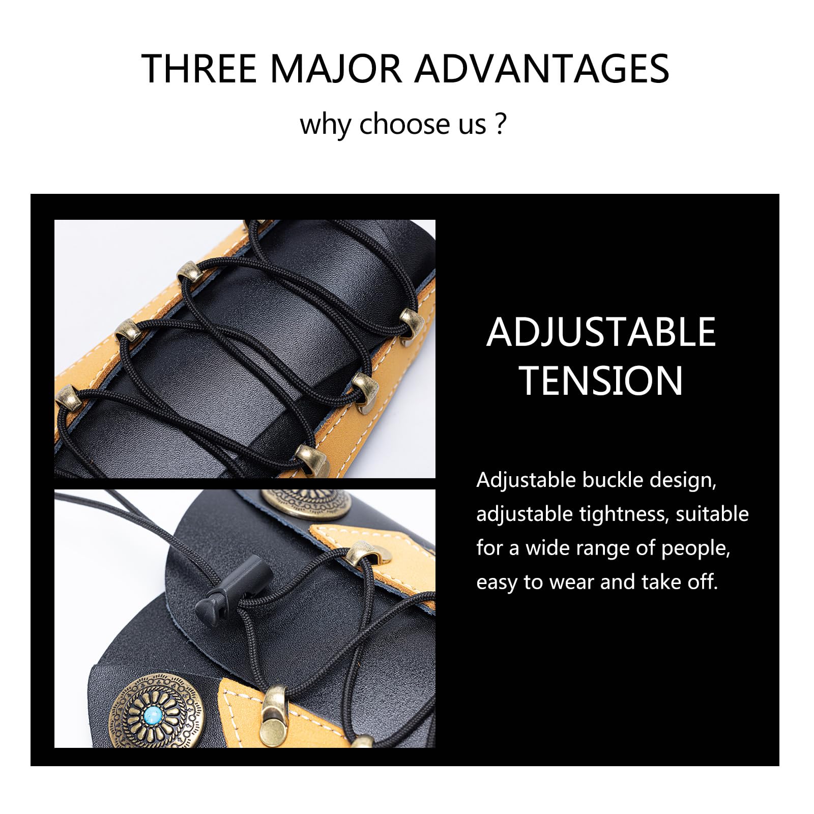 Prespollw Handmade Leather Arm Guard & Shooting Glove - Adjustable Wristband Protector for Hunting & Archery - Unisex Medieval Style Bracer (Brown)